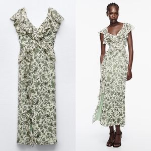 New Zara Floral Printed Ruffled Dress -  9878/246